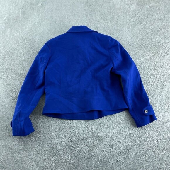 Lauren Ralph Lauren Petite Womens 6P Royal Blue Wool Blend Button-Up 3342 - Picture 2 of 9